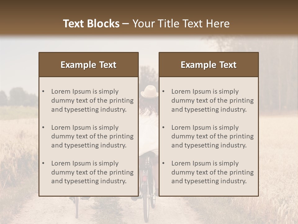 A Man And A Woman Riding Bikes Down A Dirt Road PowerPoint Template