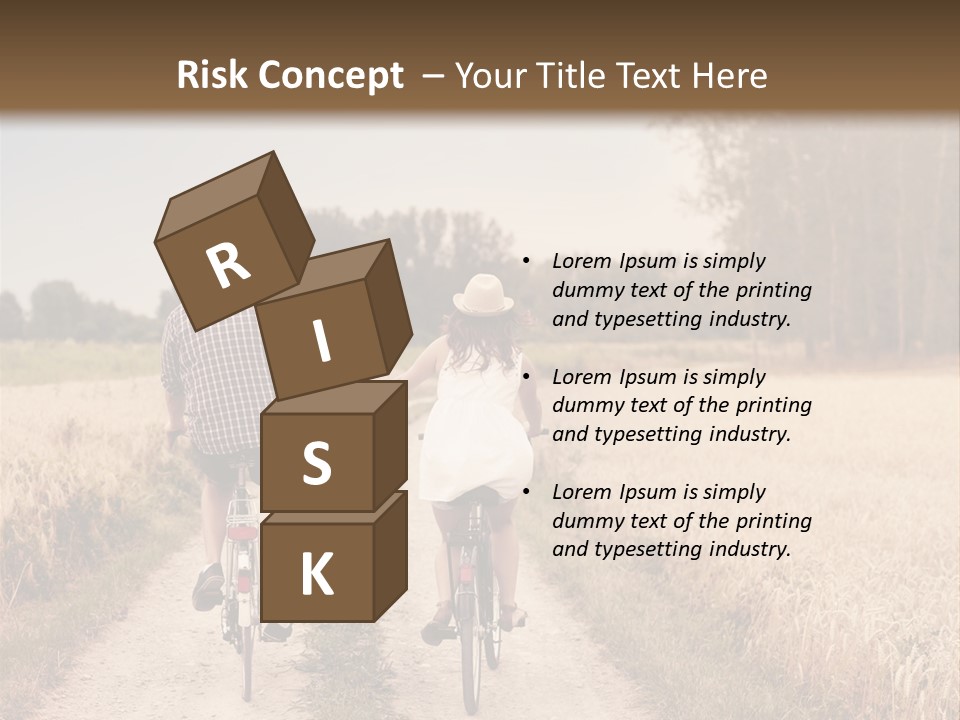 A Man And A Woman Riding Bikes Down A Dirt Road PowerPoint Template