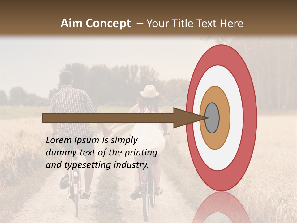 A Man And A Woman Riding Bikes Down A Dirt Road PowerPoint Template