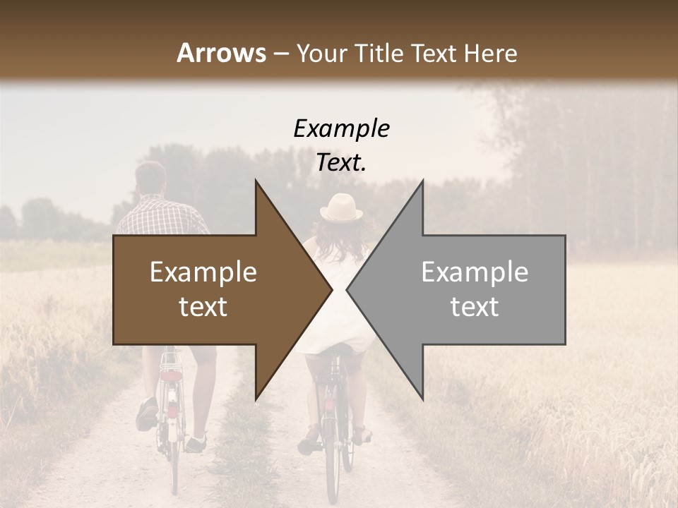 A Man And A Woman Riding Bikes Down A Dirt Road PowerPoint Template