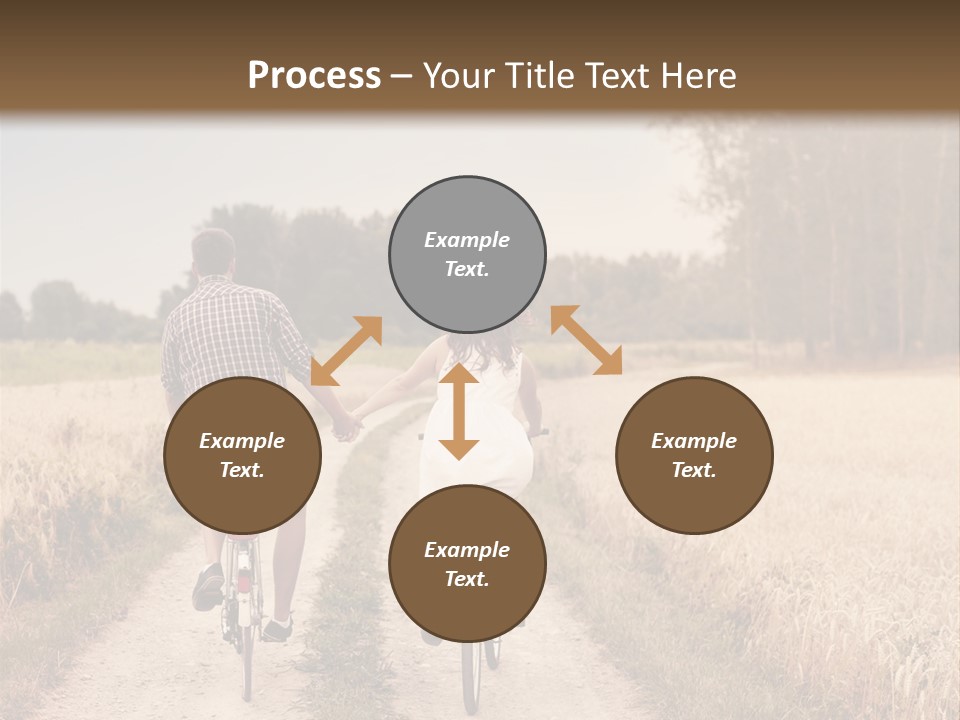 A Man And A Woman Riding Bikes Down A Dirt Road PowerPoint Template