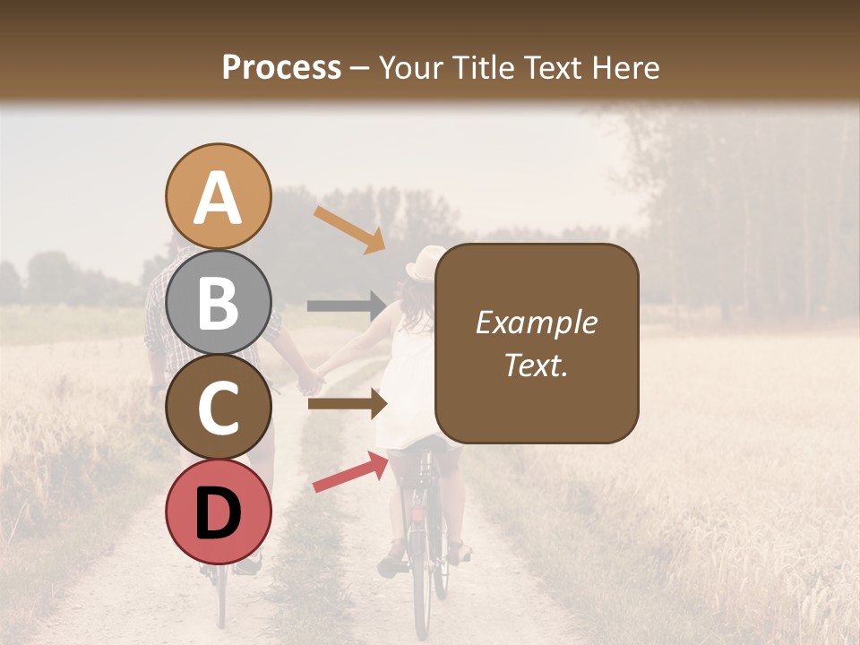 A Man And A Woman Riding Bikes Down A Dirt Road PowerPoint Template