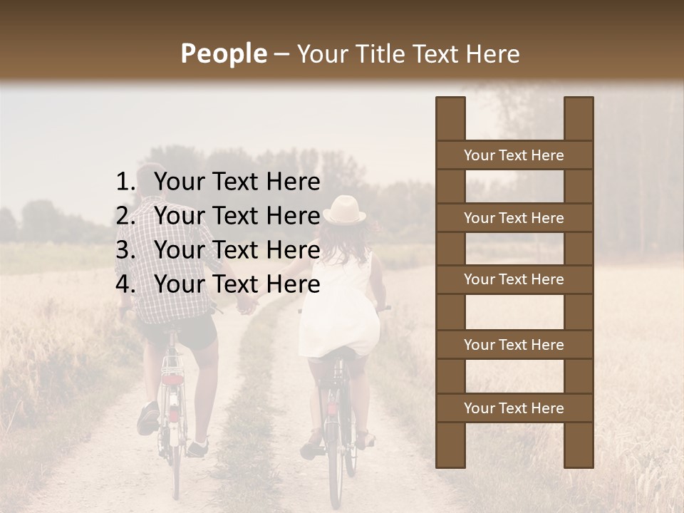 A Man And A Woman Riding Bikes Down A Dirt Road PowerPoint Template