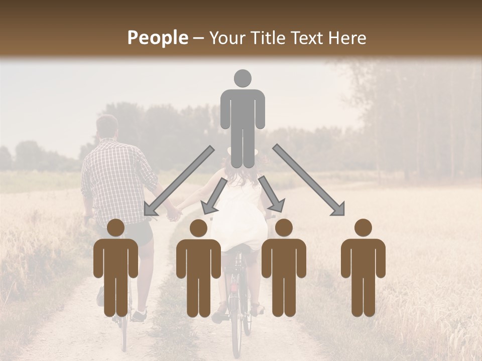 A Man And A Woman Riding Bikes Down A Dirt Road PowerPoint Template