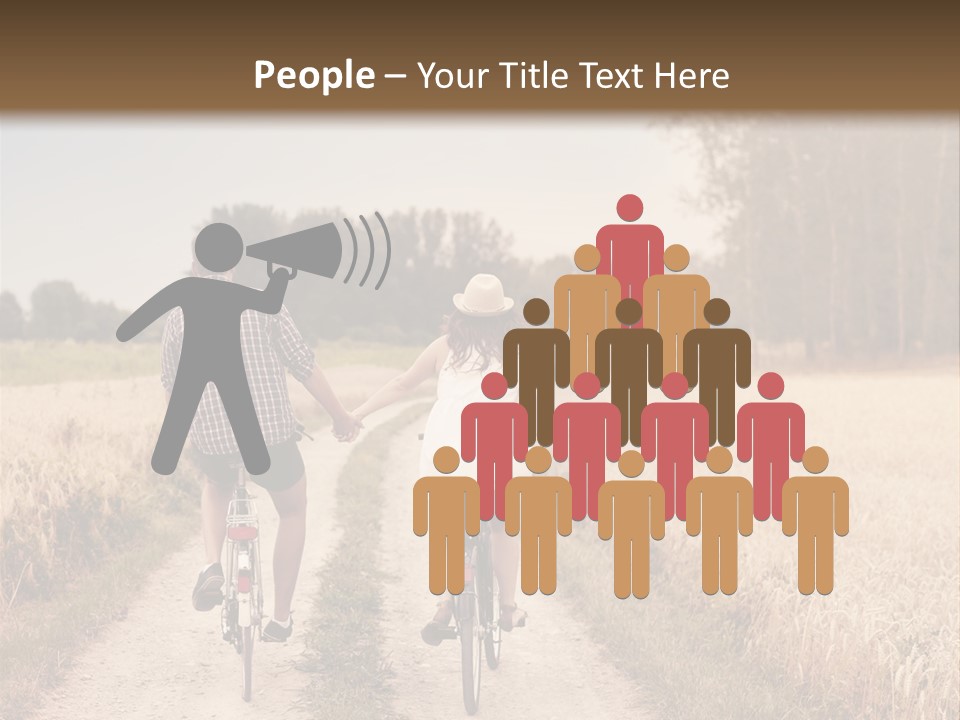 A Man And A Woman Riding Bikes Down A Dirt Road PowerPoint Template