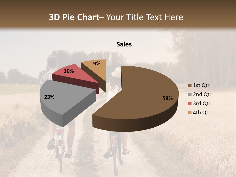 A Man And A Woman Riding Bikes Down A Dirt Road PowerPoint Template