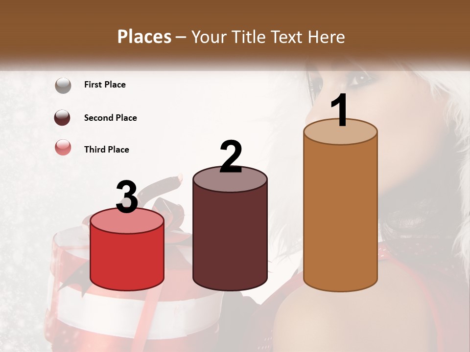 A Woman In A Santa Hat Holding A Present PowerPoint Template