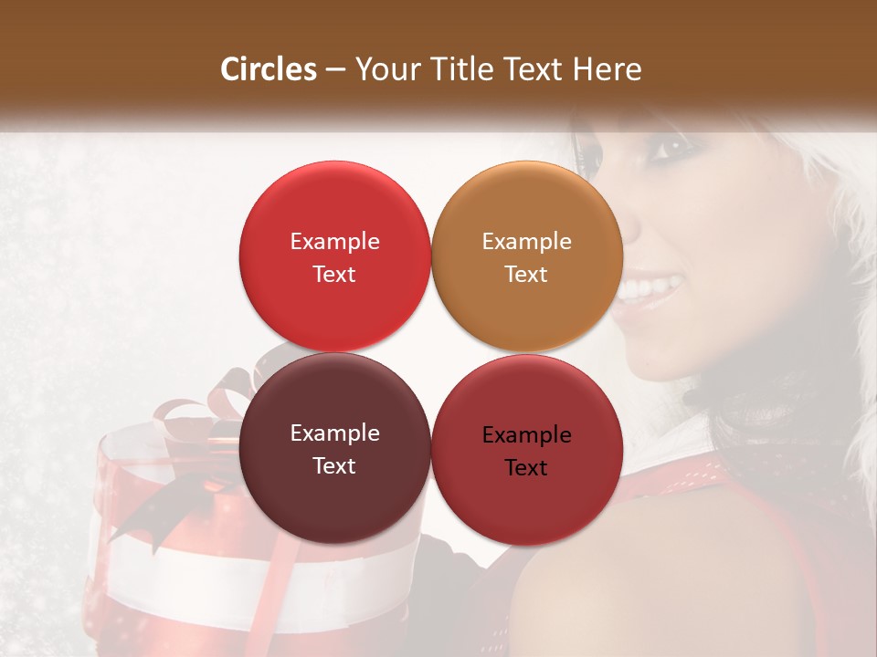 A Woman In A Santa Hat Holding A Present PowerPoint Template