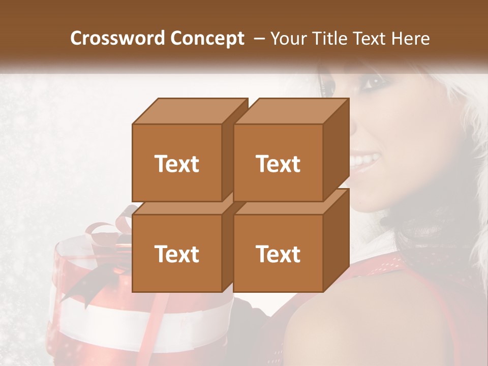 A Woman In A Santa Hat Holding A Present PowerPoint Template