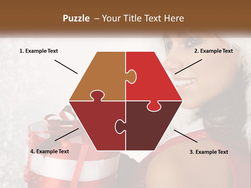 A Woman In A Santa Hat Holding A Present PowerPoint Template