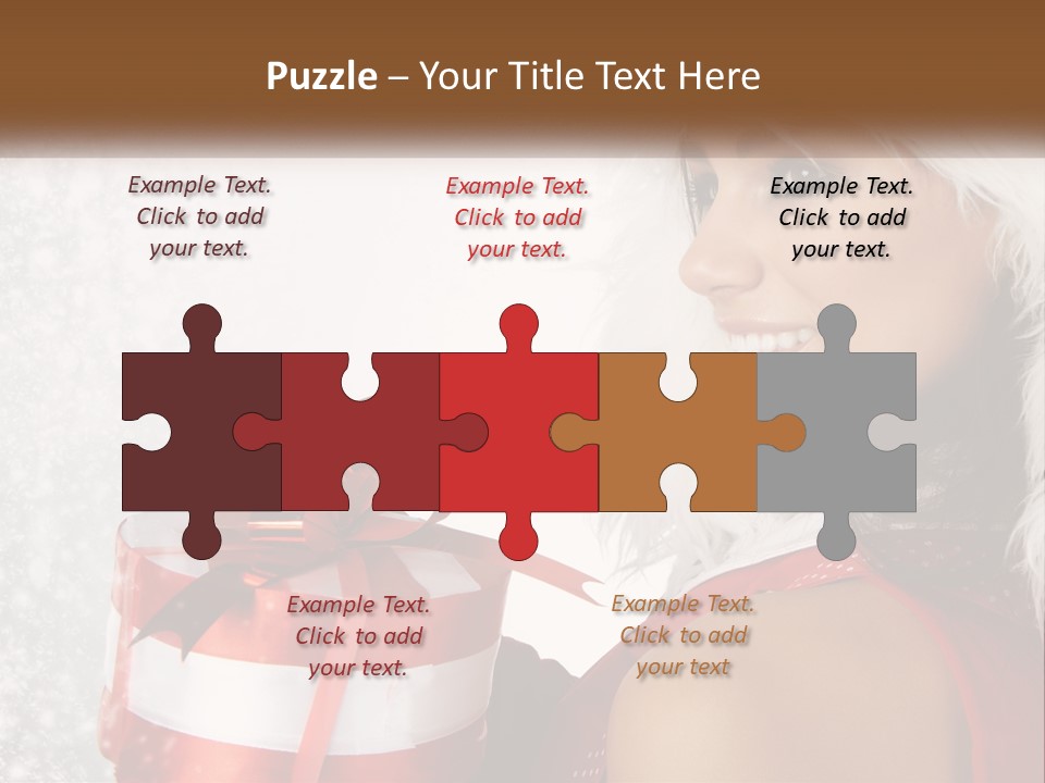 A Woman In A Santa Hat Holding A Present PowerPoint Template