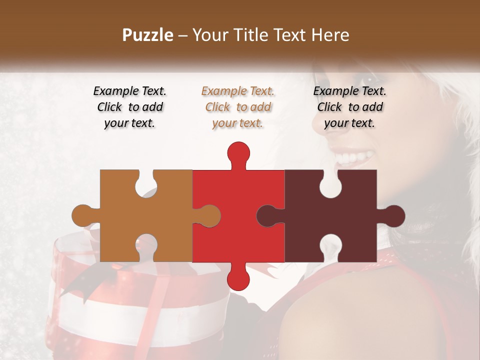 A Woman In A Santa Hat Holding A Present PowerPoint Template