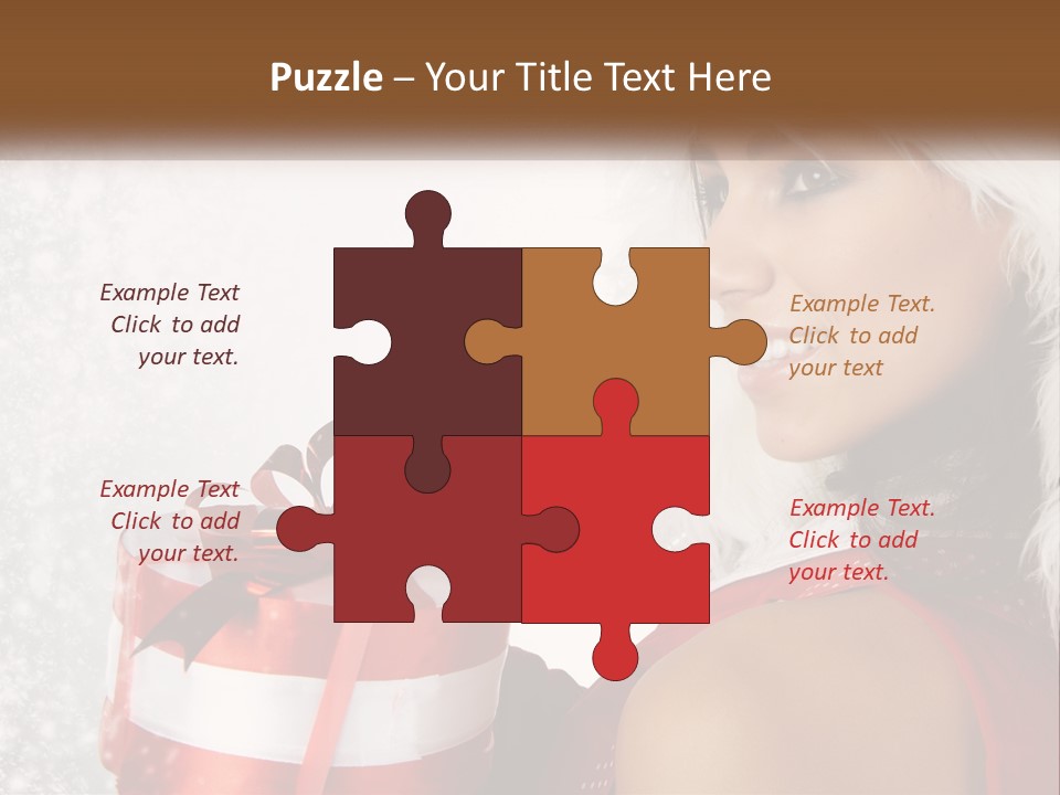 A Woman In A Santa Hat Holding A Present PowerPoint Template