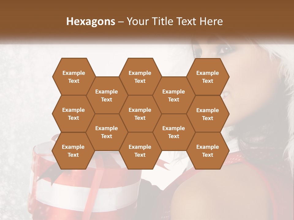 A Woman In A Santa Hat Holding A Present PowerPoint Template