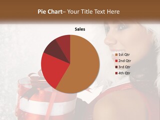 A Woman In A Santa Hat Holding A Present PowerPoint Template