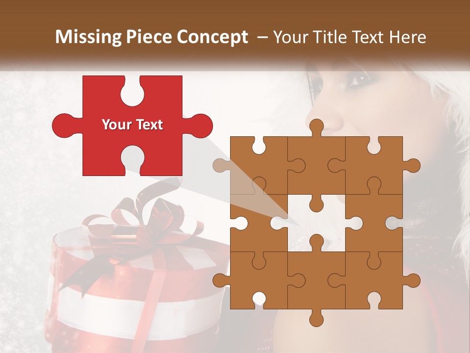 A Woman In A Santa Hat Holding A Present PowerPoint Template