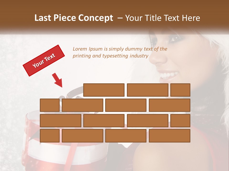 A Woman In A Santa Hat Holding A Present PowerPoint Template