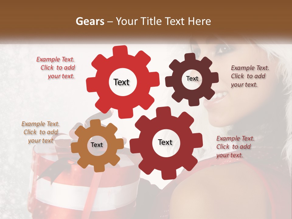 A Woman In A Santa Hat Holding A Present PowerPoint Template