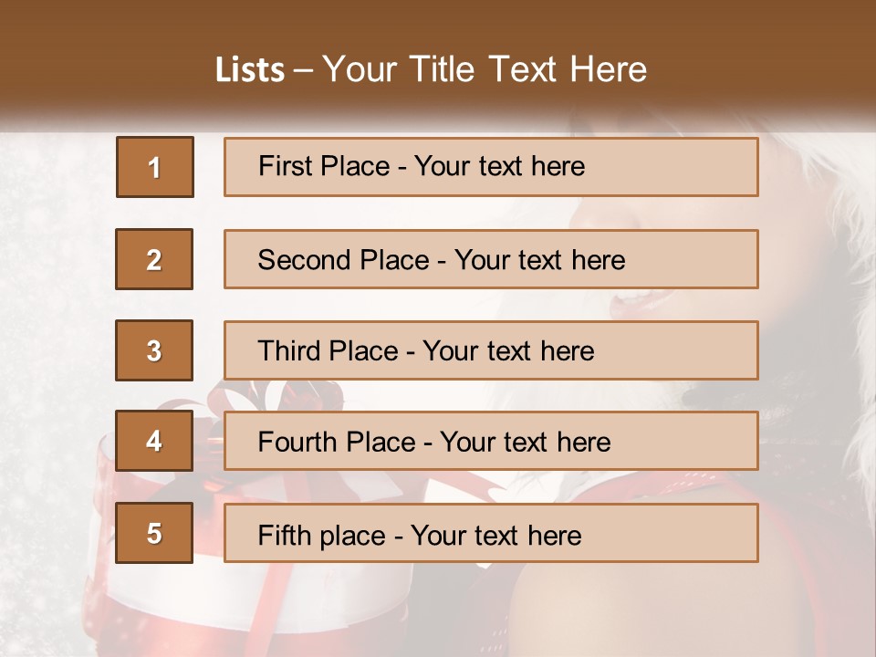 A Woman In A Santa Hat Holding A Present PowerPoint Template