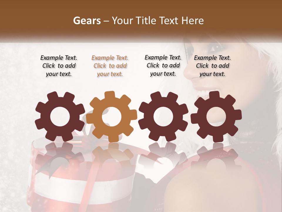 A Woman In A Santa Hat Holding A Present PowerPoint Template