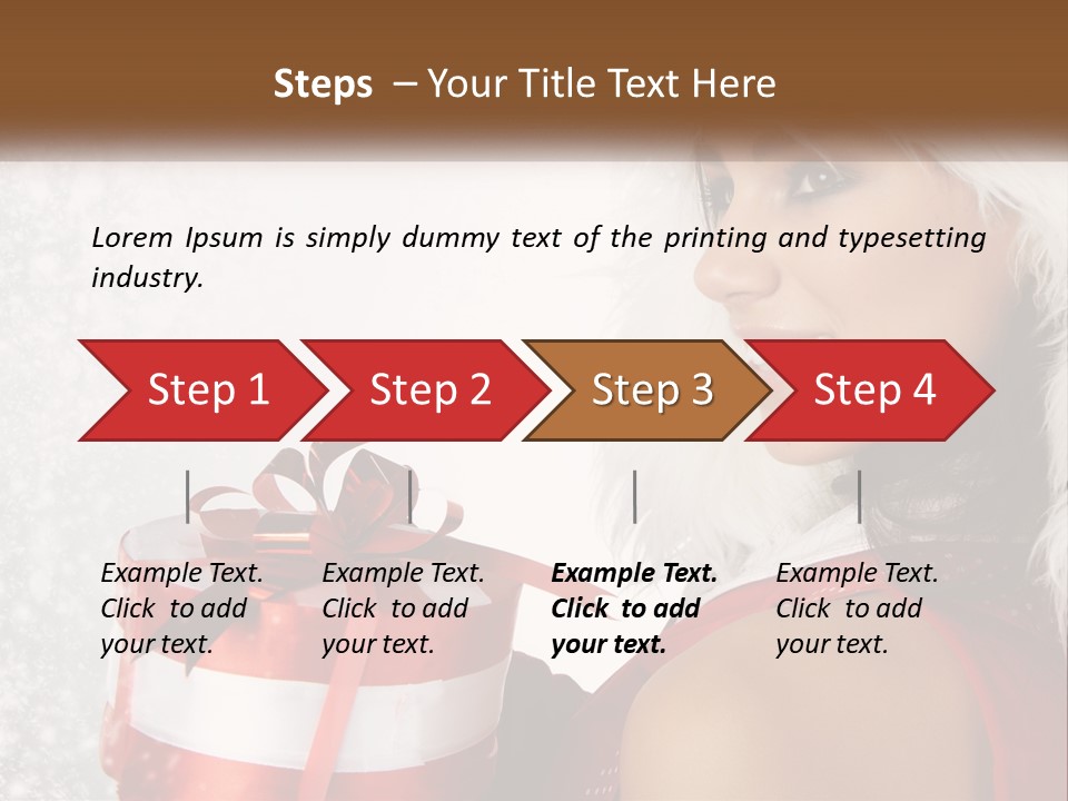 A Woman In A Santa Hat Holding A Present PowerPoint Template