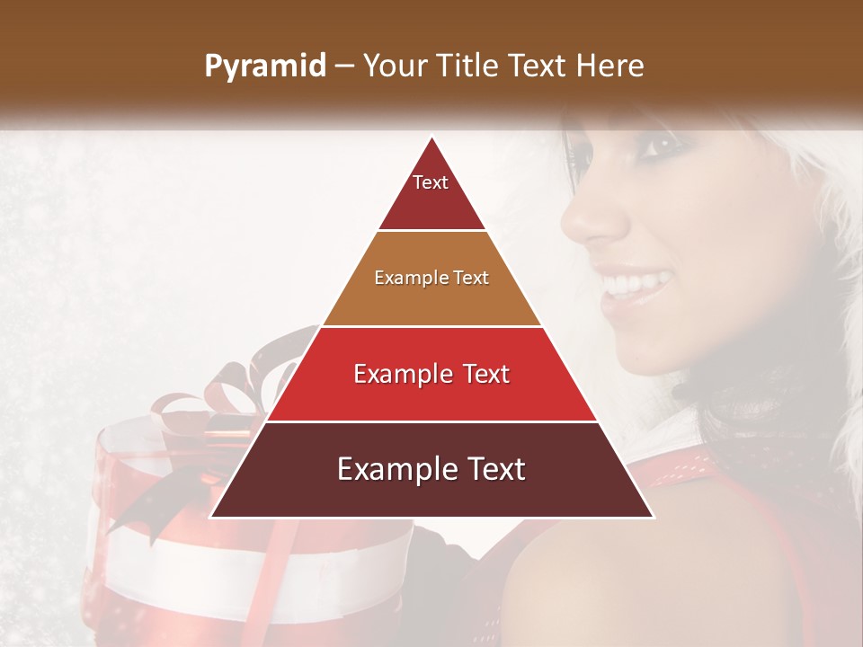 A Woman In A Santa Hat Holding A Present PowerPoint Template
