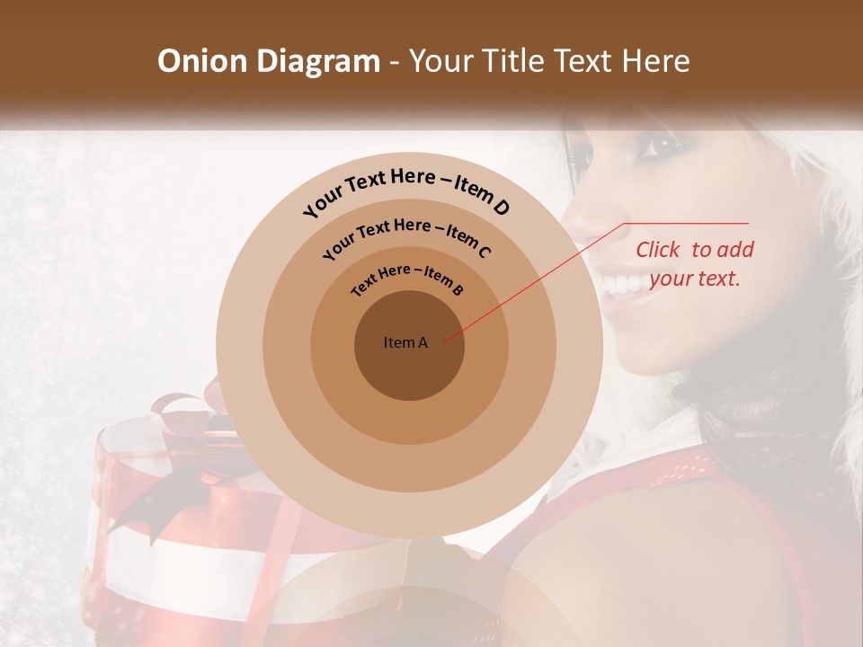 A Woman In A Santa Hat Holding A Present PowerPoint Template