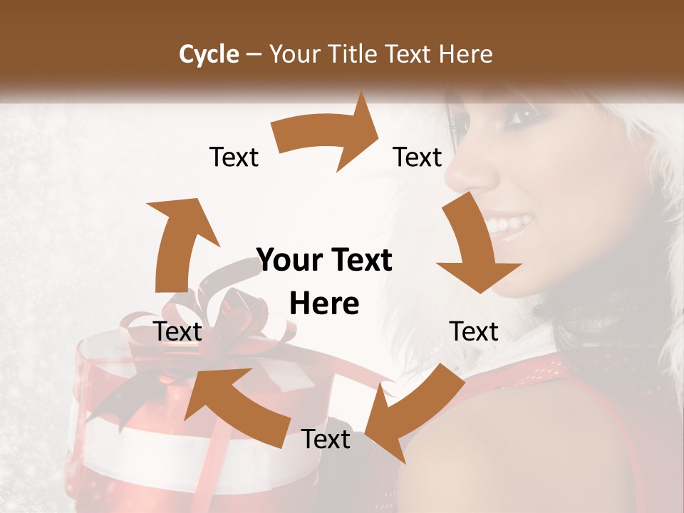 A Woman In A Santa Hat Holding A Present PowerPoint Template