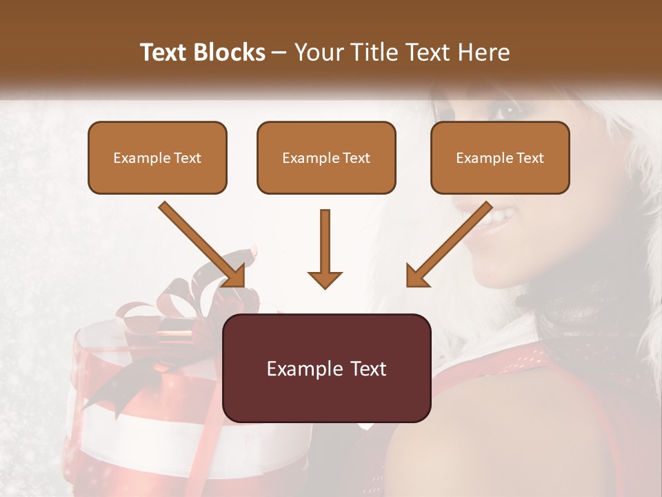 A Woman In A Santa Hat Holding A Present PowerPoint Template