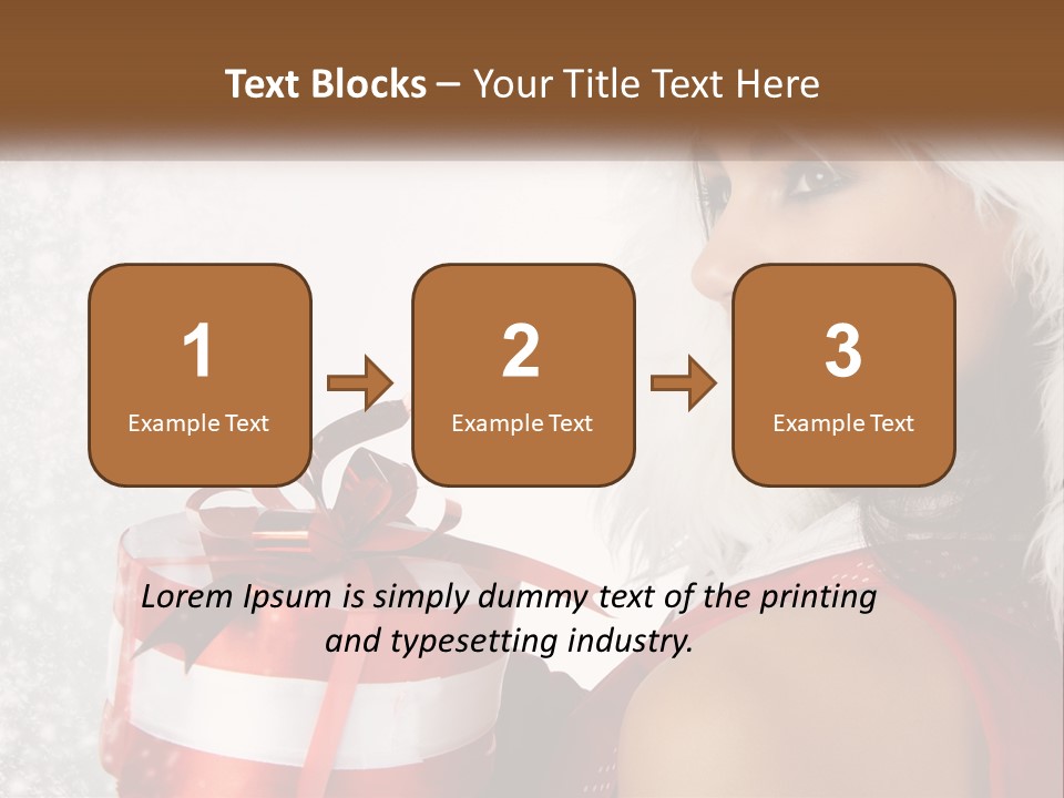 A Woman In A Santa Hat Holding A Present PowerPoint Template