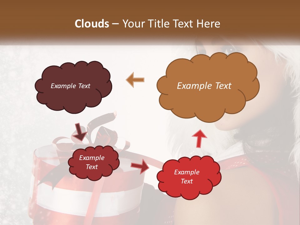 A Woman In A Santa Hat Holding A Present PowerPoint Template