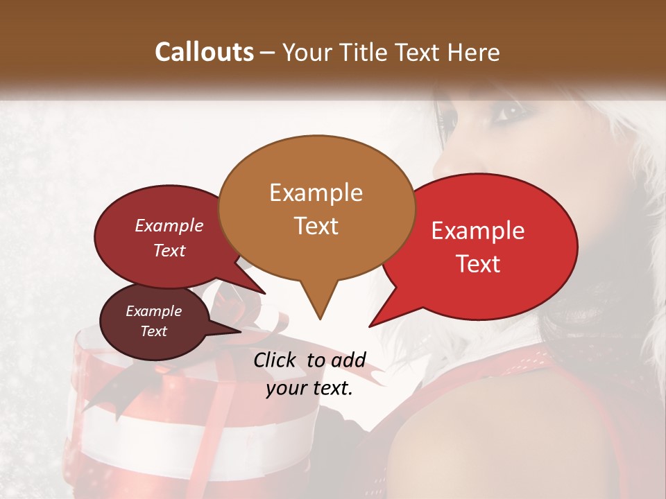 A Woman In A Santa Hat Holding A Present PowerPoint Template