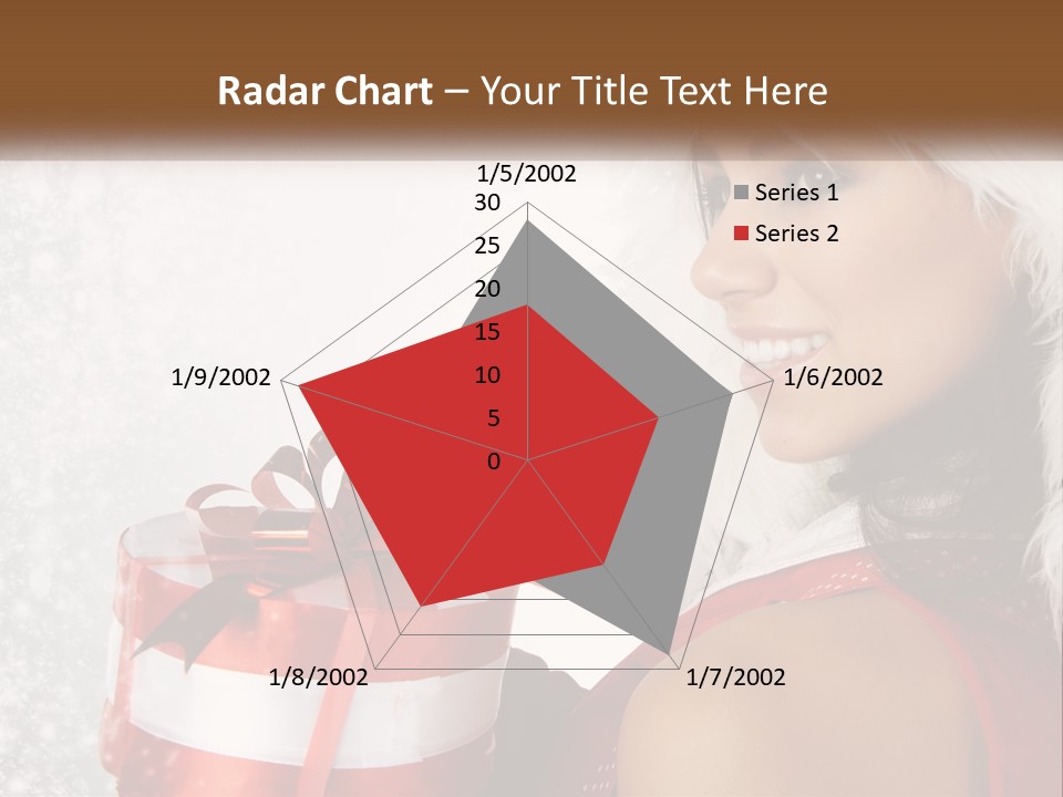 A Woman In A Santa Hat Holding A Present PowerPoint Template