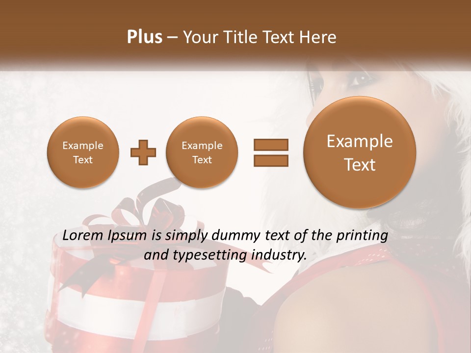 A Woman In A Santa Hat Holding A Present PowerPoint Template