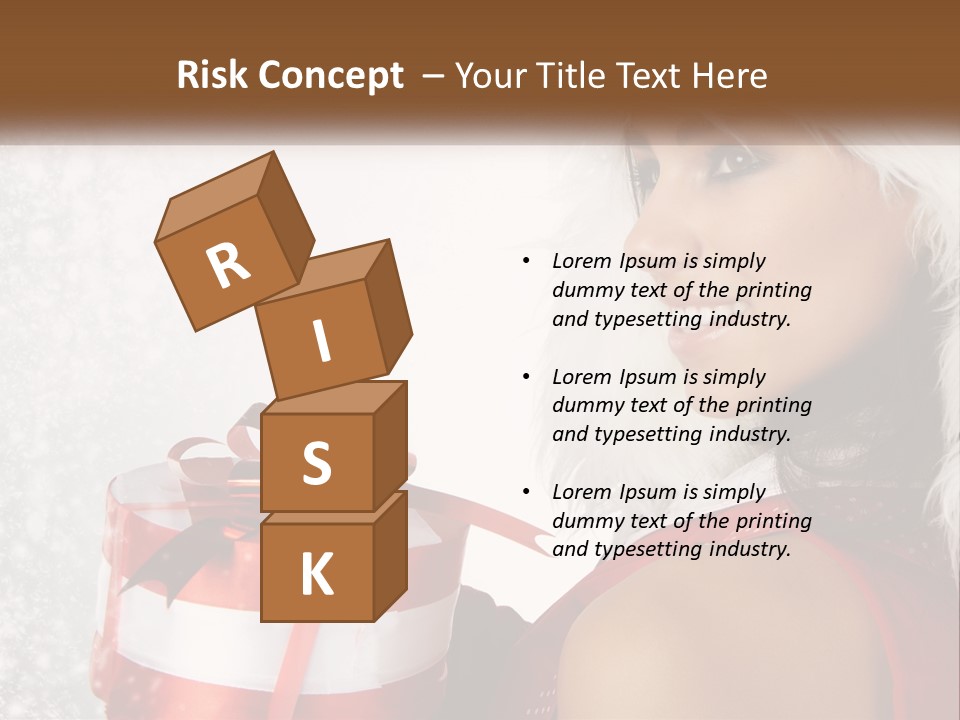 A Woman In A Santa Hat Holding A Present PowerPoint Template