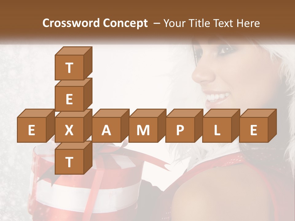 A Woman In A Santa Hat Holding A Present PowerPoint Template