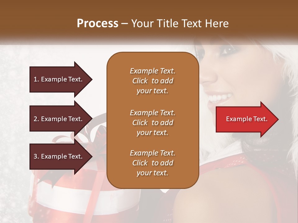 A Woman In A Santa Hat Holding A Present PowerPoint Template