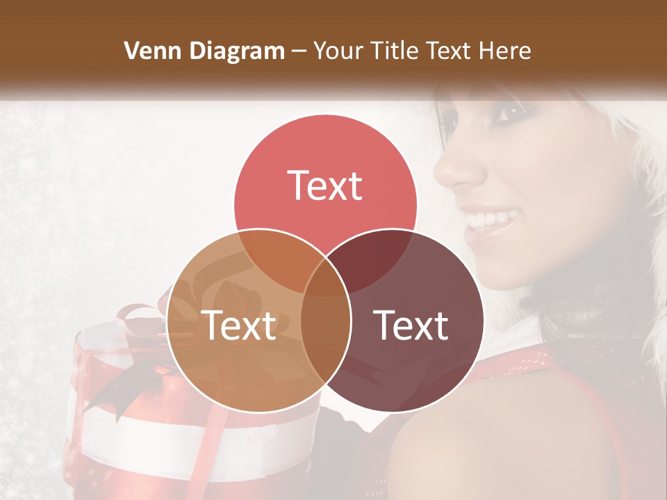 A Woman In A Santa Hat Holding A Present PowerPoint Template