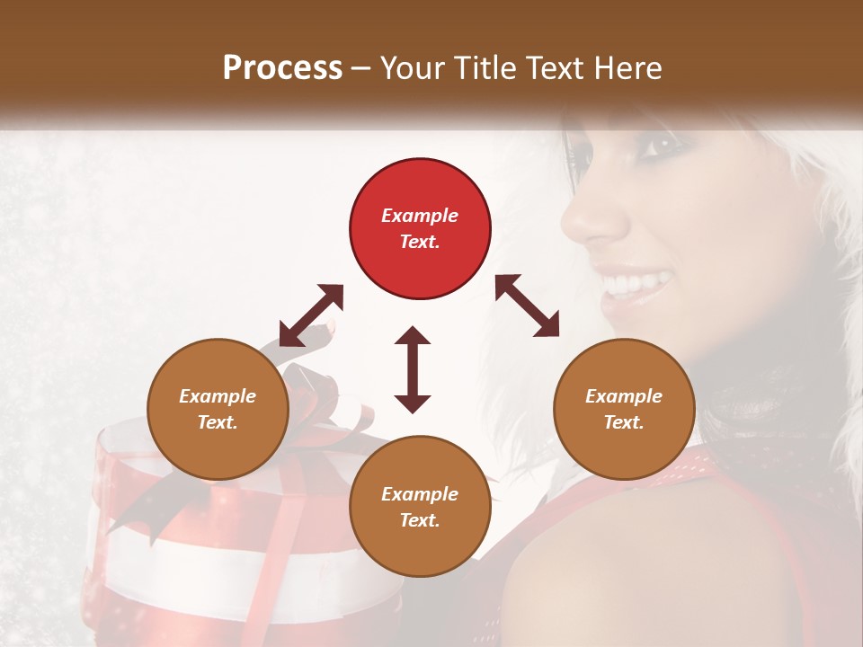 A Woman In A Santa Hat Holding A Present PowerPoint Template