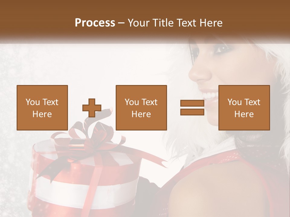 A Woman In A Santa Hat Holding A Present PowerPoint Template