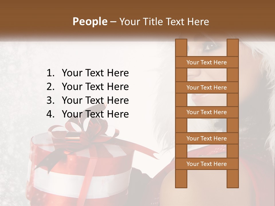 A Woman In A Santa Hat Holding A Present PowerPoint Template
