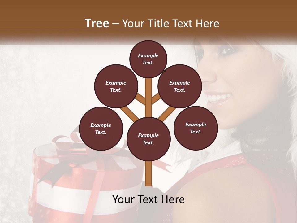 A Woman In A Santa Hat Holding A Present PowerPoint Template