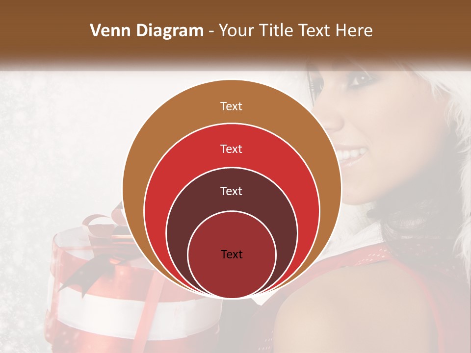 A Woman In A Santa Hat Holding A Present PowerPoint Template