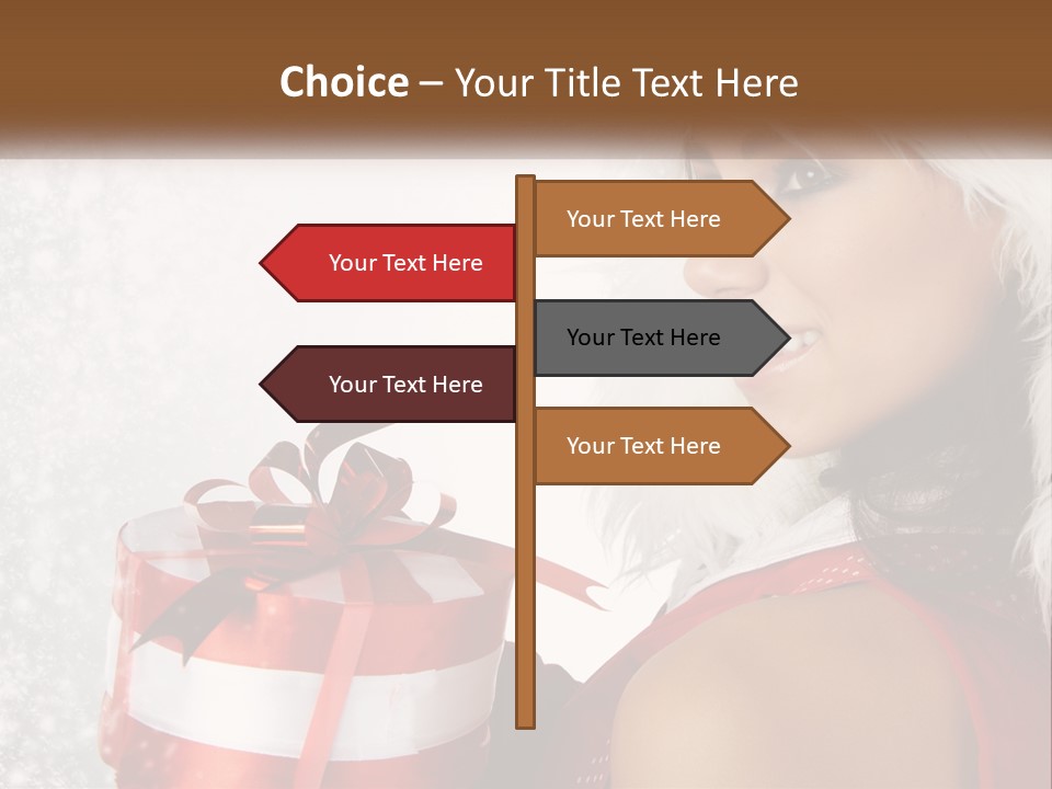 A Woman In A Santa Hat Holding A Present PowerPoint Template