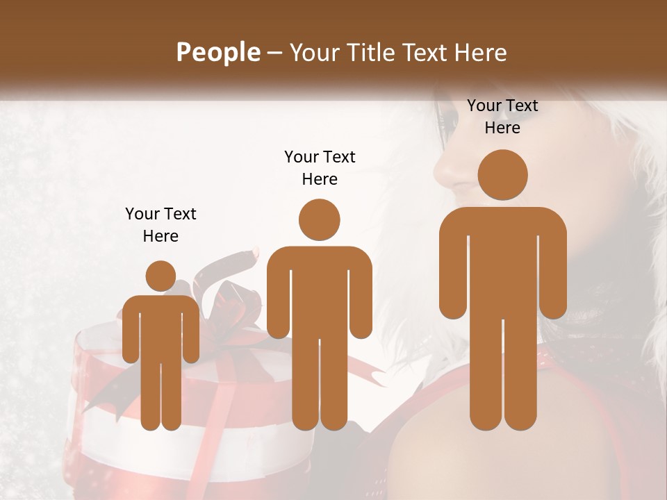 A Woman In A Santa Hat Holding A Present PowerPoint Template