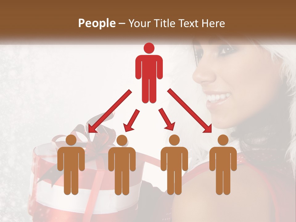 A Woman In A Santa Hat Holding A Present PowerPoint Template
