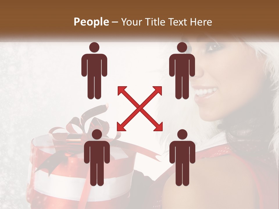 A Woman In A Santa Hat Holding A Present PowerPoint Template