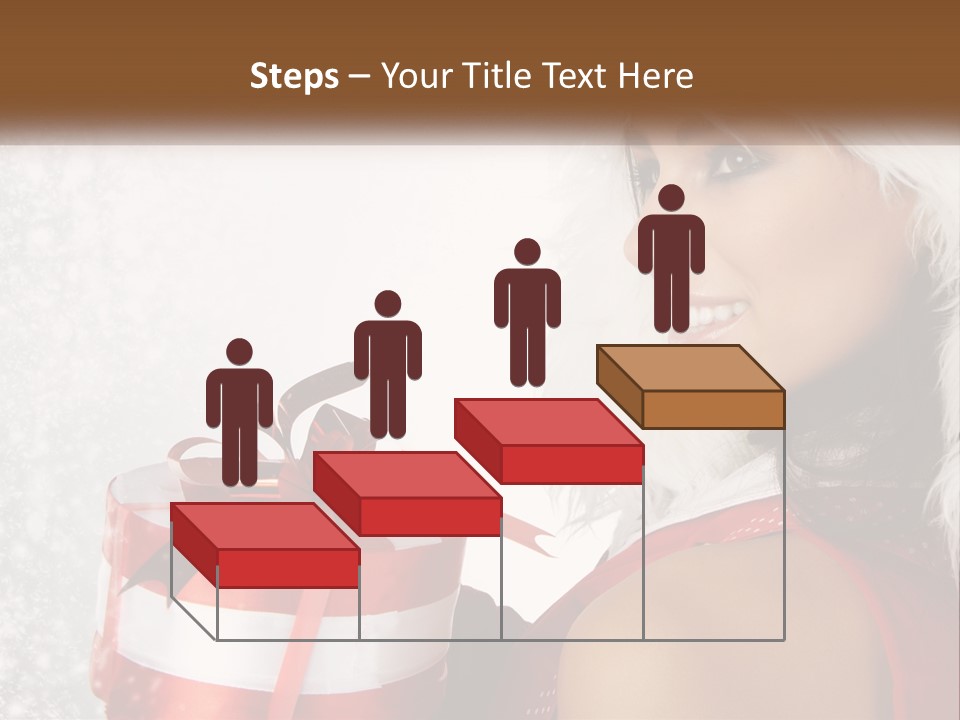 A Woman In A Santa Hat Holding A Present PowerPoint Template