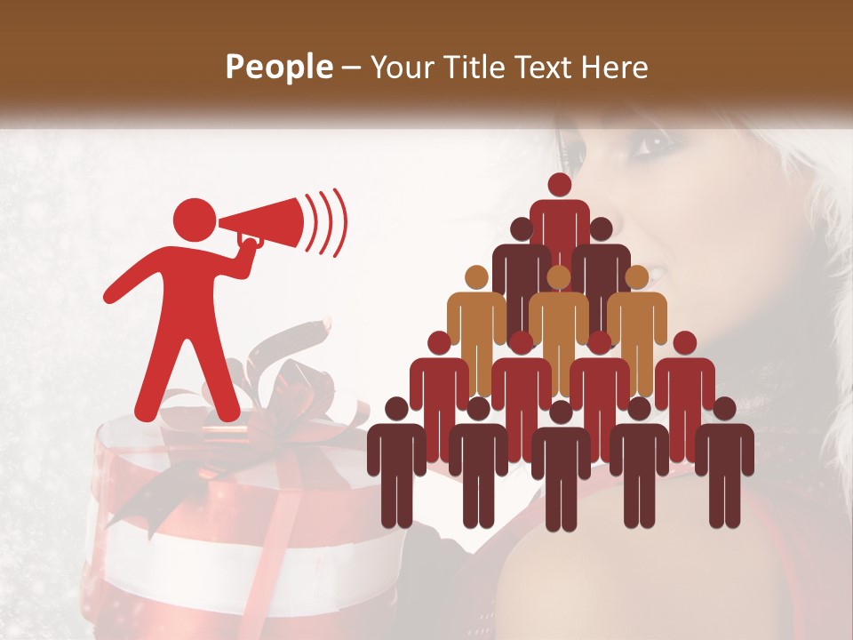 A Woman In A Santa Hat Holding A Present PowerPoint Template