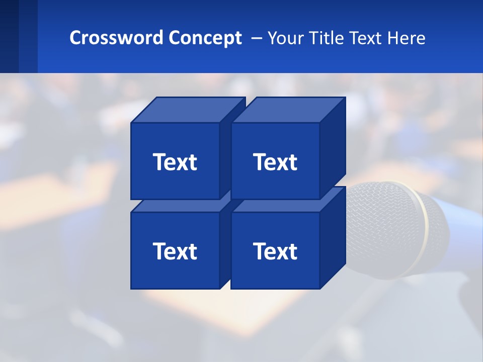 A Microphone In Front Of A Lecture Hall Full Of People PowerPoint Template